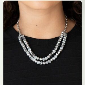 New Paparazzi May The FIERCE Be With You Silver Double Strand Bead Necklace
